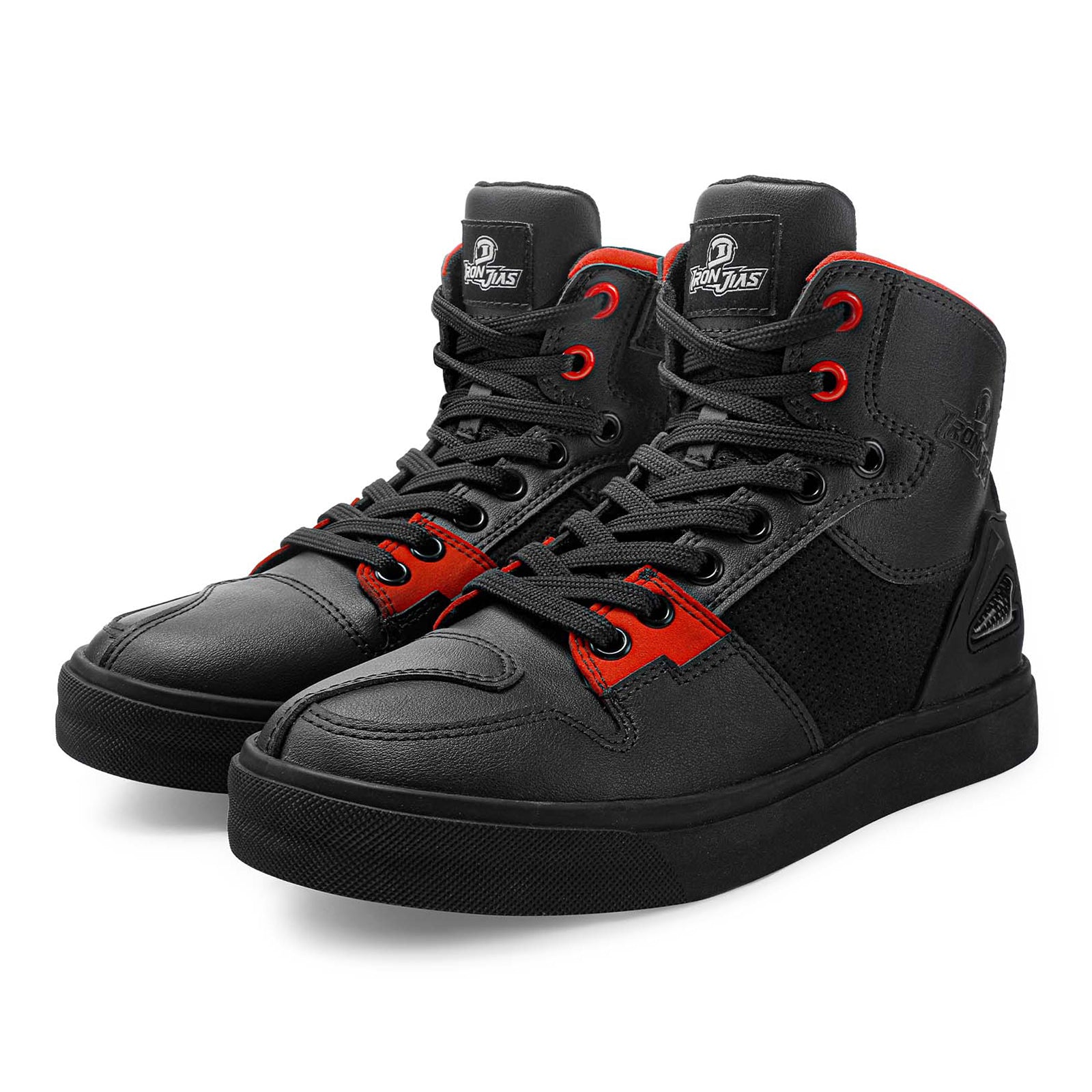 Blackred Rubber Sole Protective Motorcycle Shoes