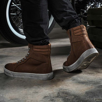 Brown Retro Leather Motorcycle Boots